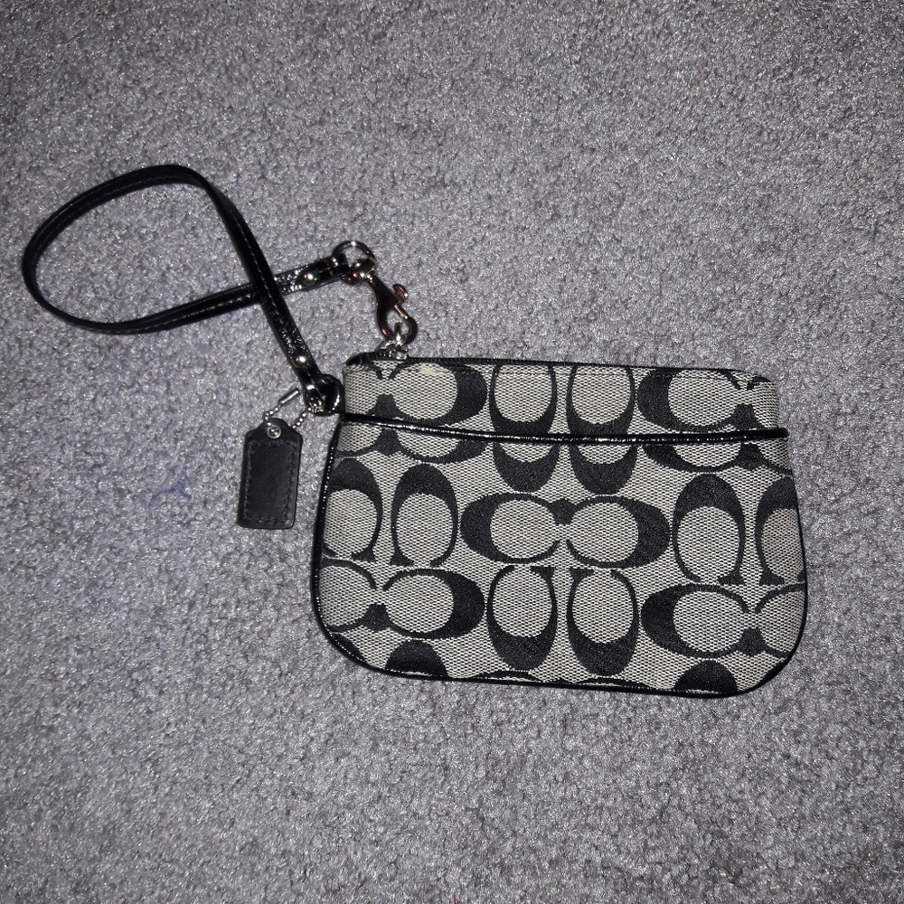 Black and Gray Coach wristlet